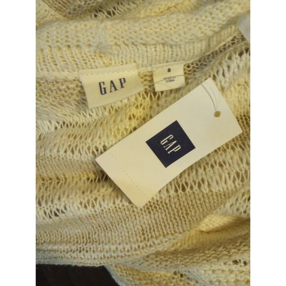 Gap womens Open Front Cardigan Vest Sz S NWT Long Loose knit Tan /white Duster - Picture 9 of 11